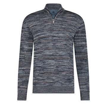 Fellows United Pullover half zip random knit Blue (42.1112 - 112)