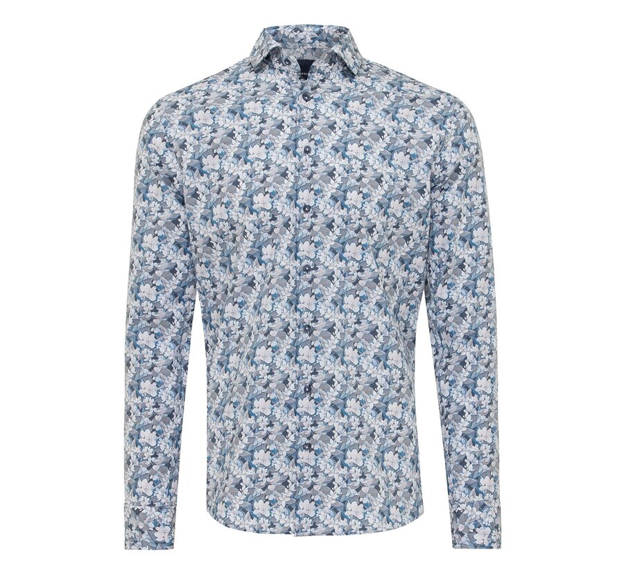 DEVONTE Shirt with watercolor flowers Turquoise (TRSHIE398 - 806)