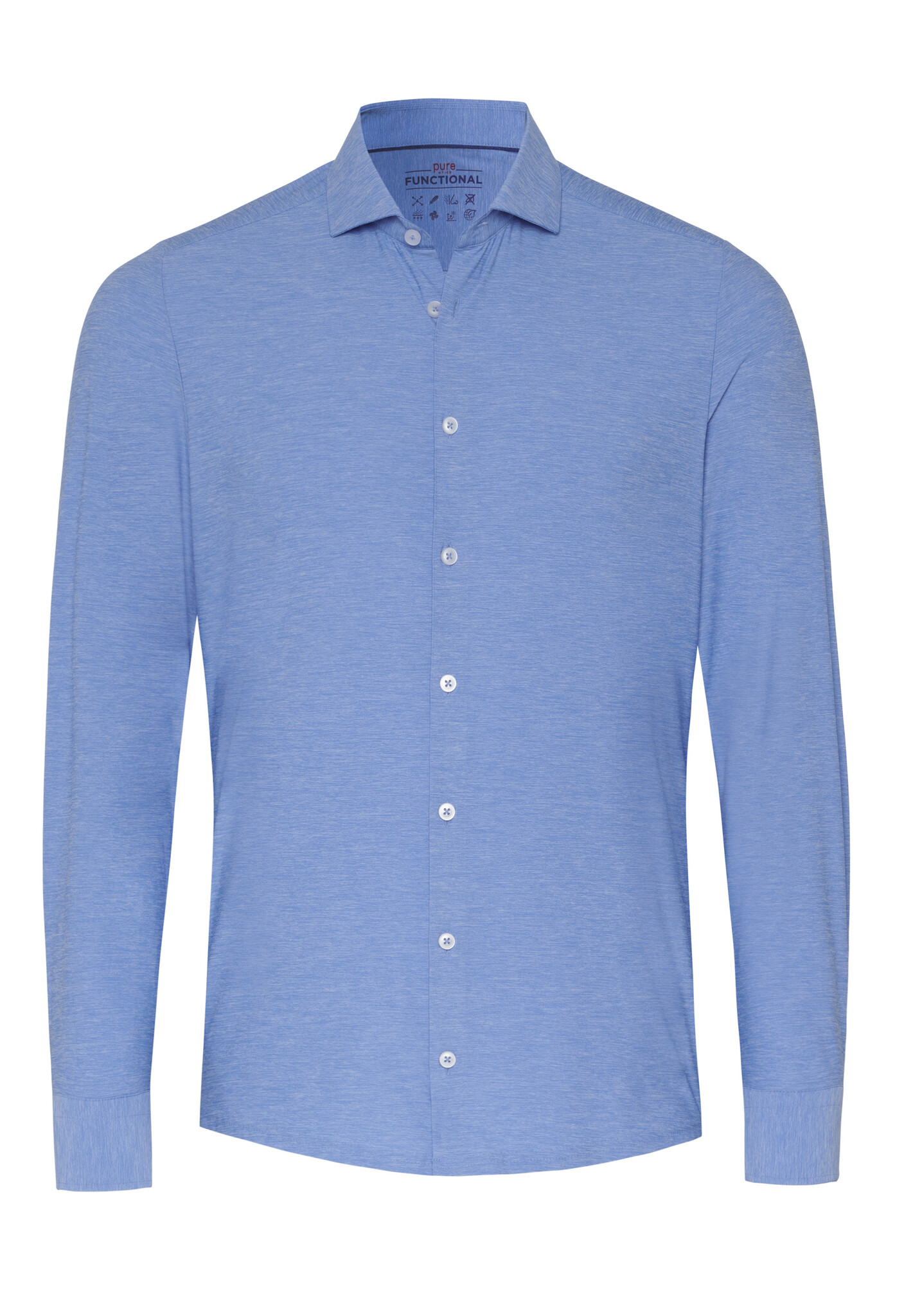 Pure Shirts Overhemd Functional Plain Blue 