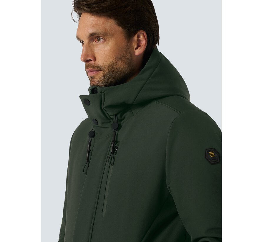 Jacket Medium Long Fit Hooded Softshell Stretch Dark Moss (25630818 - 186)