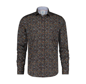 A Fish Named Fred Overhemd Small Leaves Chocolate Brown (29.020.200)