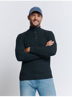 No Excess Pullover Half Zipper and Button Solid Jacquard Night (25230962 - 078)