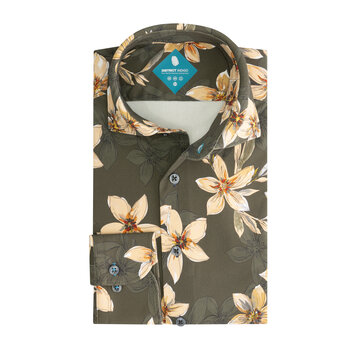 District Indigo Overhemd Performance Pique Print Green  (7.42.025.783 - 372)