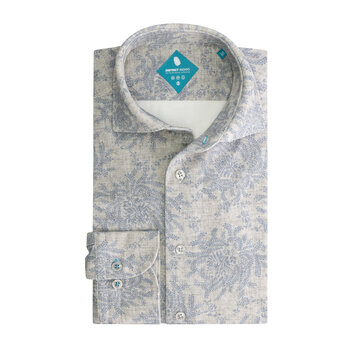District Indigo Overhemd Pique Performance Print Light Grey (7.42.025.778 - 326)