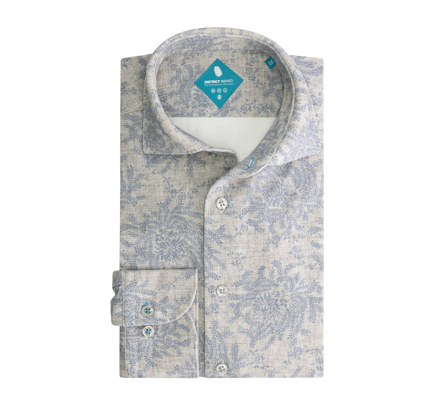 Overhemd Pique Performance Print Light Grey (7.42.025.778 - 326)