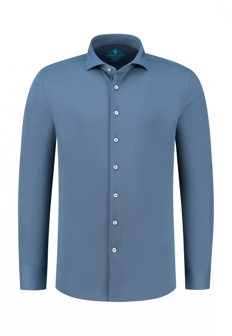 District Indigo Overhemd Pique Performance Steel Blue   District Indigo