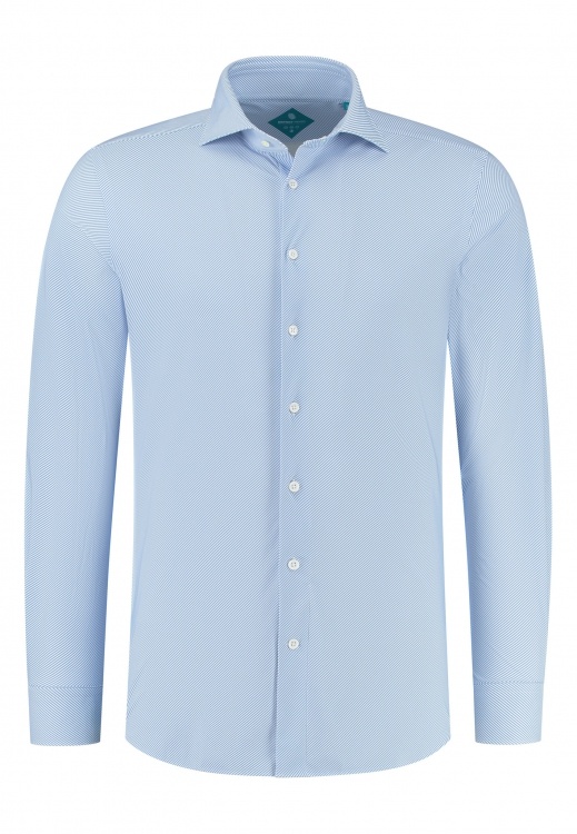 District Indigo Overhemd Performance Diagonal Light Blue   District Indigo