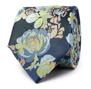 Tresanti DANIAR Silk tie with flowers Green (TRTIIE364 - 900)