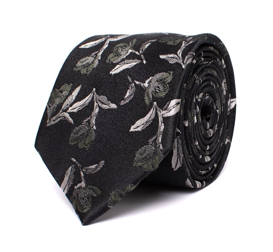 DARRY Silk tie with flowers Grey (TRTIIE355 - 200)
