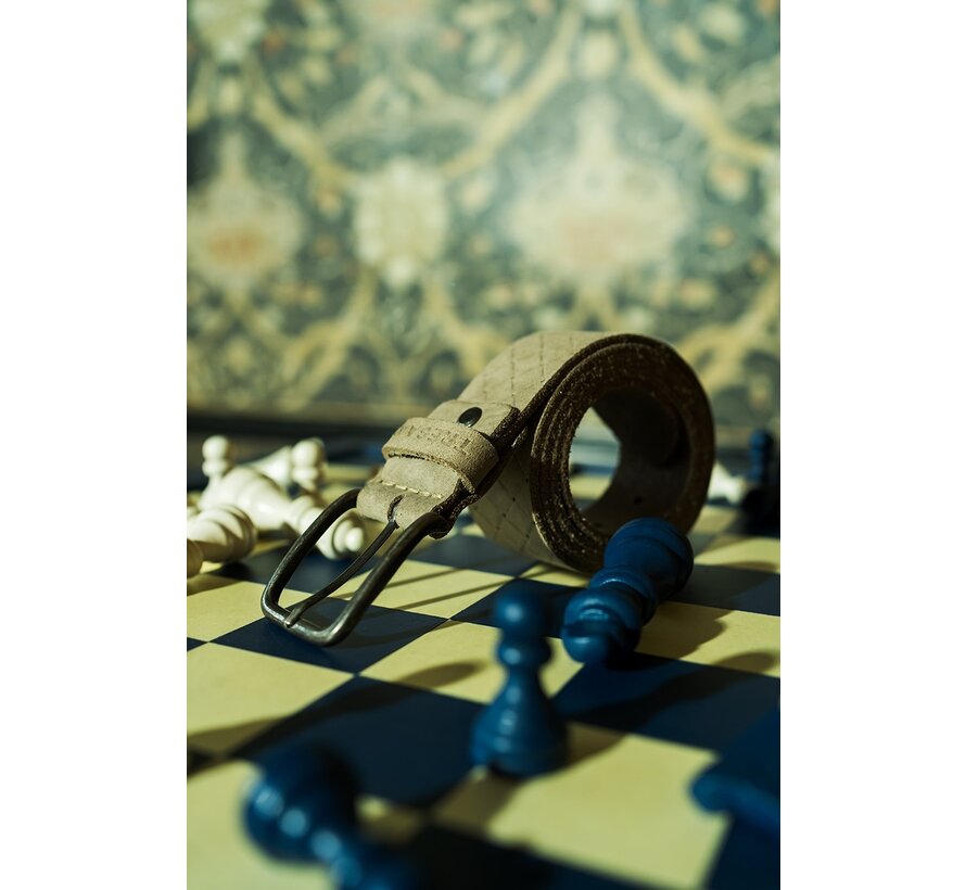 DANI | Nubuck leather belt with embossing Taupe (TRBEIE051 - 205)