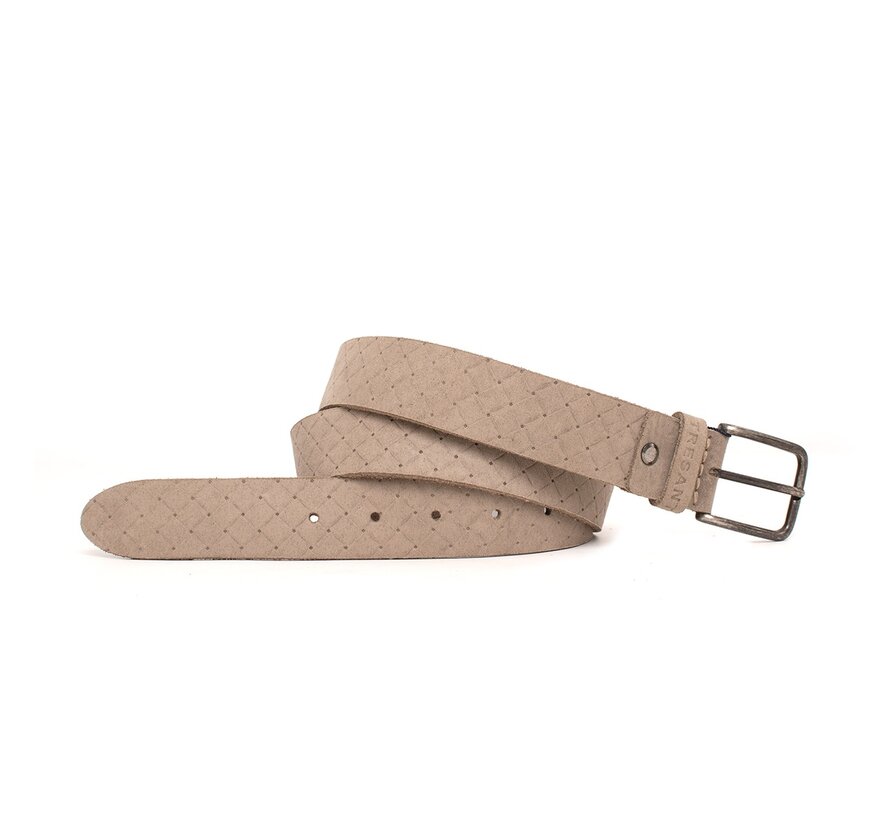 DANI | Nubuck leather belt with embossing Taupe (TRBEIE051 - 205)