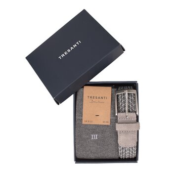 Tresanti Daly I Giftbox Braided Belt And Bamboo Socks Grey (TRCOIE016 - 200)