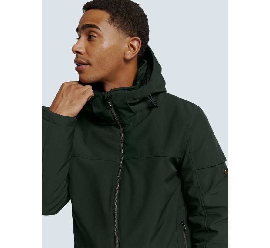 Jacket Short Fit Hooded Softshell Stretch Dark Moss (25630808 - 186)