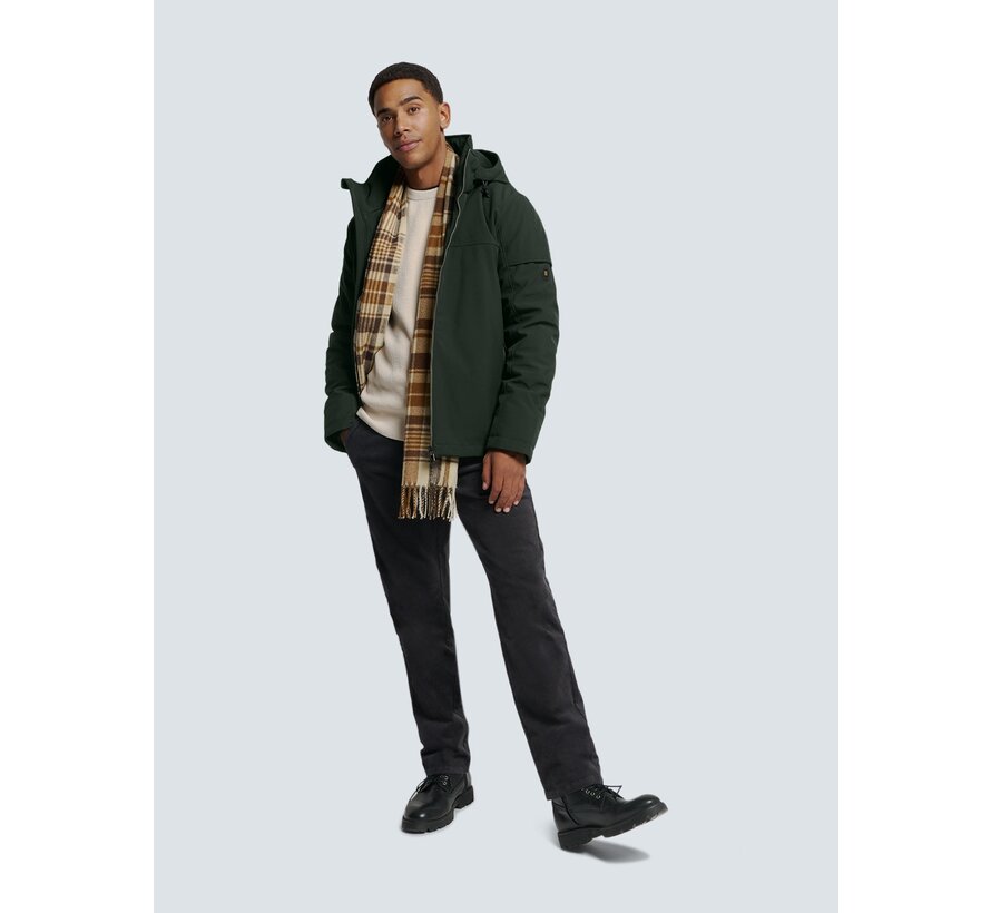 Jacket Short Fit Hooded Softshell Stretch Dark Moss (25630808 - 186)