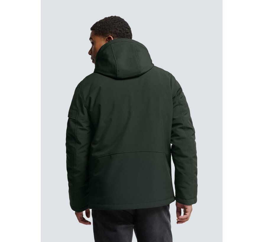 Jacket Short Fit Hooded Softshell Stretch Dark Moss (25630808 - 186)