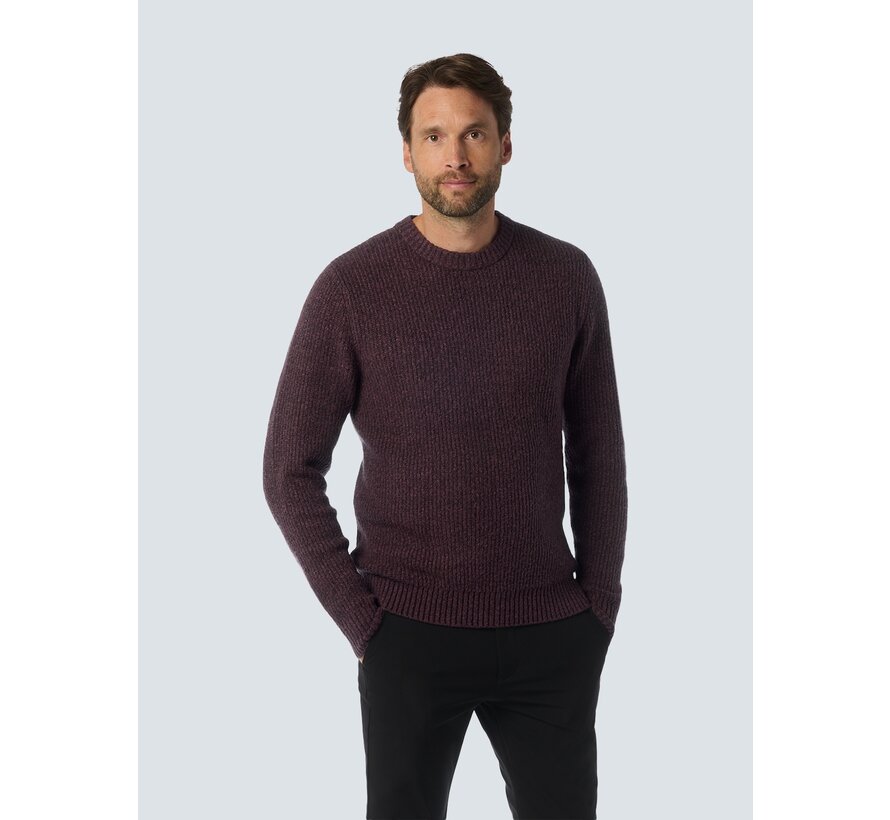 Pullover Crewneck 2 Coloured Soft Stretch Aubergine (25210918 - 083)