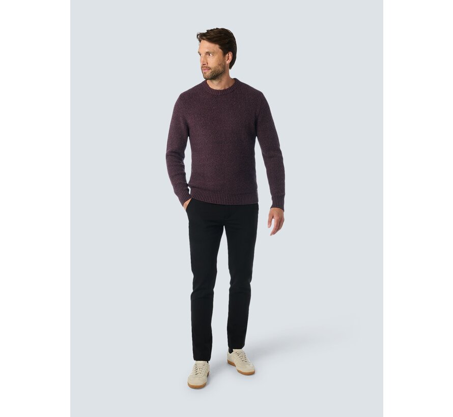 Pullover Crewneck 2 Coloured Soft Stretch Aubergine (25210918 - 083)