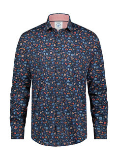 A Fish Named Fred Overhemd Camping Navy (29.005.604)