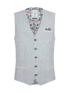 A Fish Named Fred Waistcoat linen stripe Light Blue (31.132.610)
