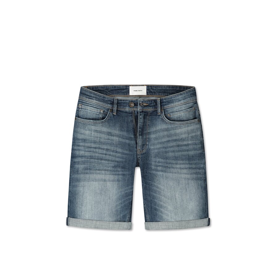 Pure Path The Miles Slim Fit Shorts Denim Dark Blue (W1462 - 84)