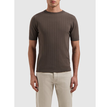 Pure Path Vertical Striped Knitwear T-shirt Brown (25010804 - 49)
