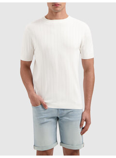 Pure Path Vertical Striped Knitwear T-shirt Off White (25010804 - 45)