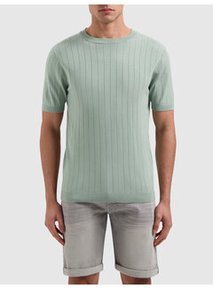 Pure Path Vertical Striped Knitwear T-shirt Army Green (25010804 - 10)