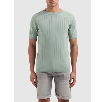 Pure Path Vertical Striped Knitwear T-shirt Army Green (25010804 - 10)