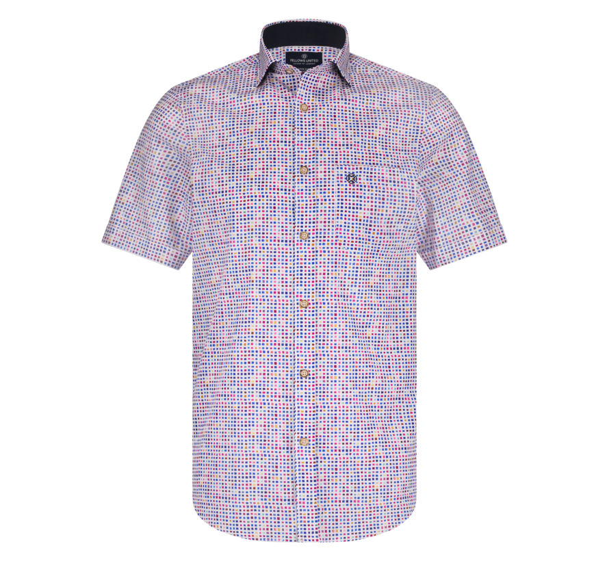 Shirt korte mouw multicoloured squares s Mild Berry (51.6602 - 165)