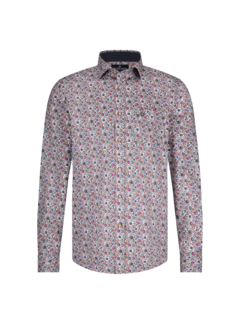Fellows United Shirt lange mouw diagonal dots stretch Mild Berry (51.6518 - 165)