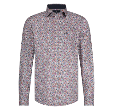 Fellows United Shirt lange mouw diagonal dots stretch Mild Berry (51.6518 - 165)