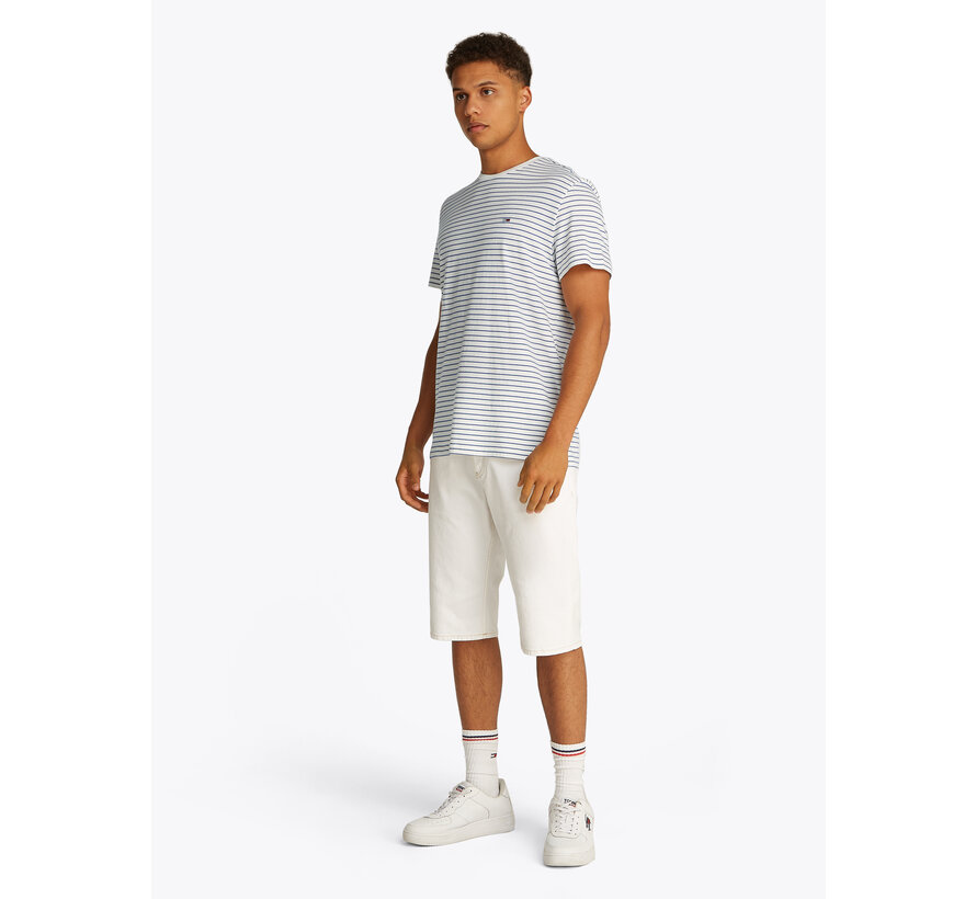 TJM SLIM STRIPE TEE Ecru / Tempo Blue (DM0DM20377 - 0BB)