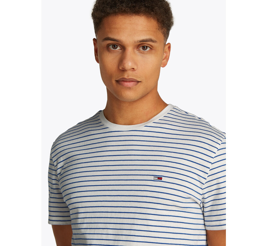 TJM SLIM STRIPE TEE Ecru / Tempo Blue (DM0DM20377 - 0BB)