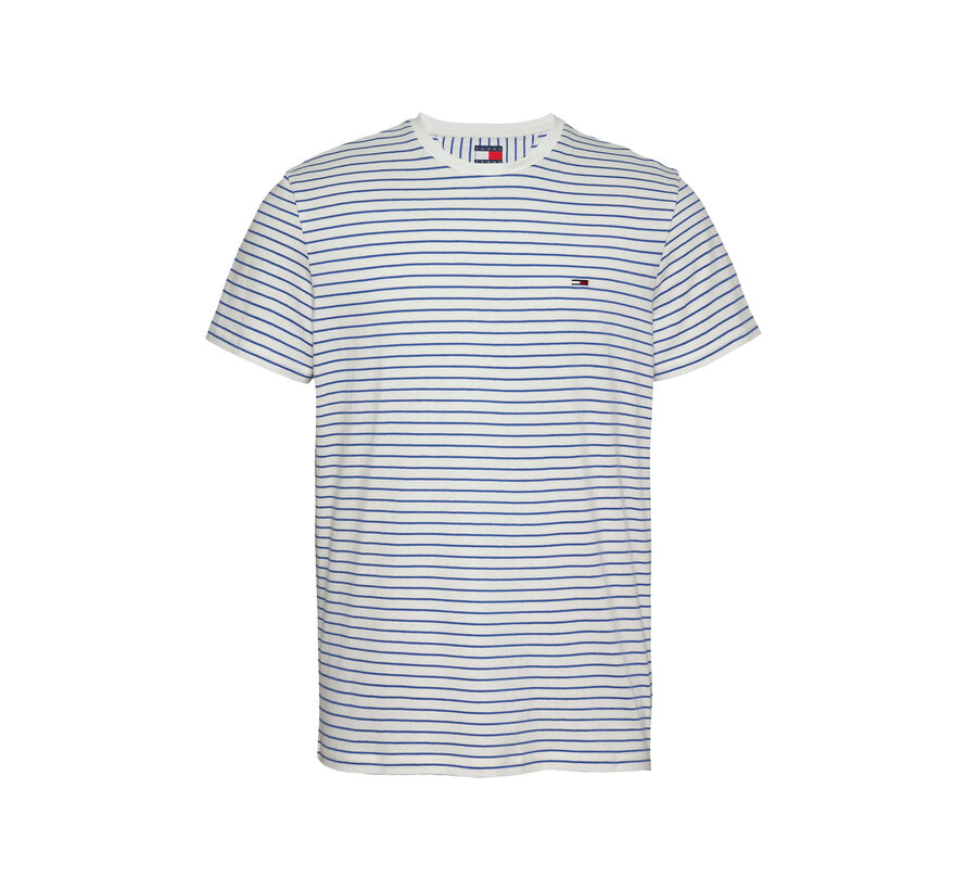 TJM SLIM STRIPE TEE Ecru / Tempo Blue (DM0DM20377 - 0BB)