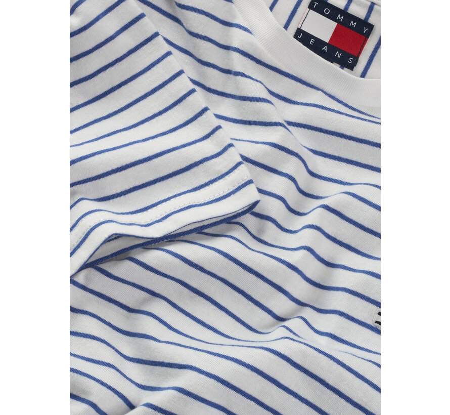 TJM SLIM STRIPE TEE Ecru / Tempo Blue (DM0DM20377 - 0BB)