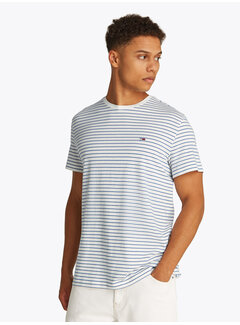 Tommy Hilfiger TJM SLIM STRIPE TEE Ecru / Tempo Blue (DM0DM20377 - 0BB)