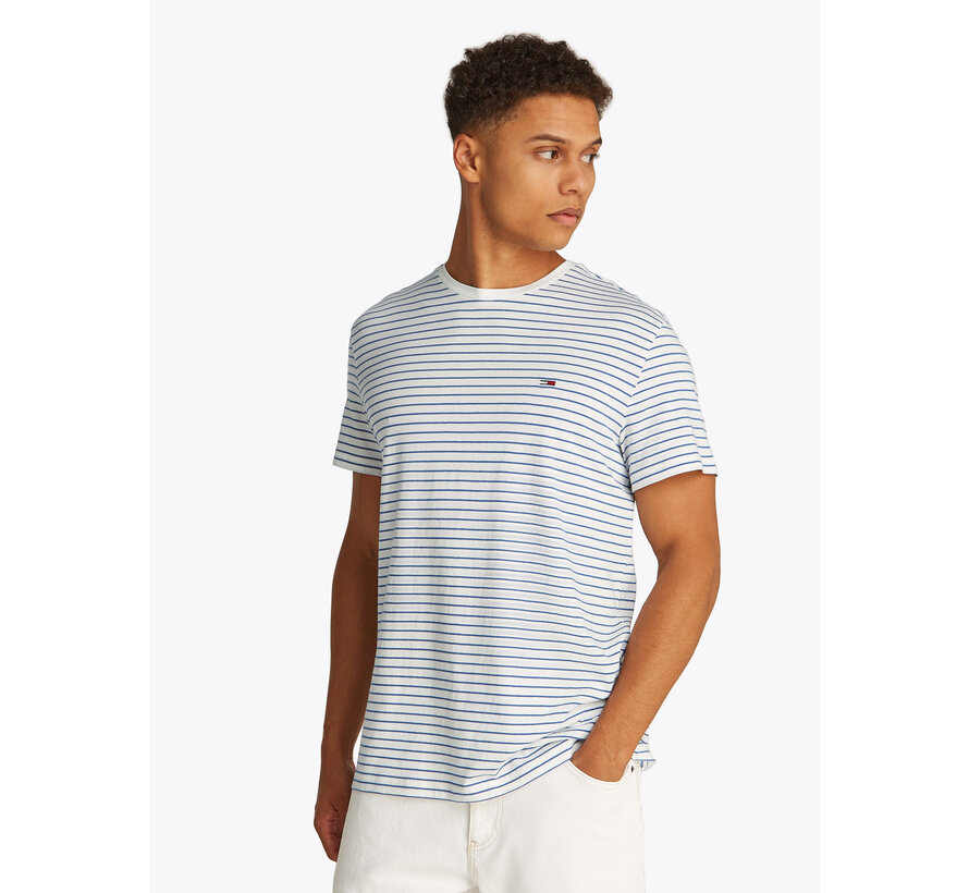 TJM SLIM STRIPE TEE Ecru / Tempo Blue (DM0DM20377 - 0BB)