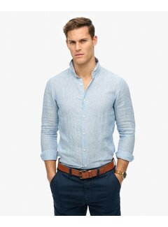 Superdry VACATION L/S LINEN SHIRT Azure Blue Stripe (M4010995A - FWJ)