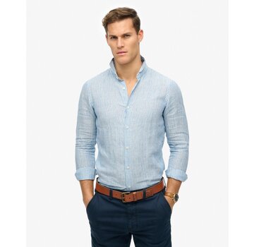 Superdry VACATION L/S LINEN SHIRT Azure Blue Stripe (M4010995A - FWJ)