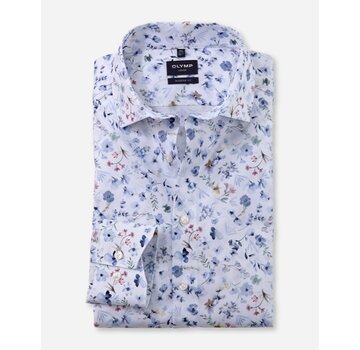 Olymp Overhemd Luxor modern fit Wit Print Global Kent (125674 - 00)