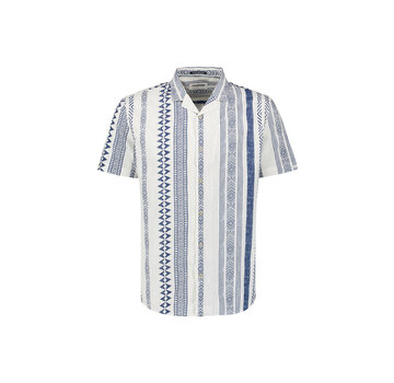 No Excess Shirt Short Sleeve Revers Collar Slub Allover Printed Indigo Blue (27490346 - 136)