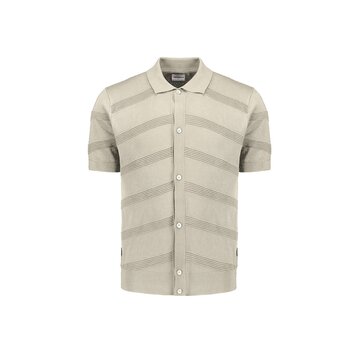 No Excess Pullover Short Sleeve Full Button Polo Relief Knit Cement (27210271 - 122)