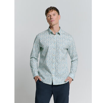 No Excess No Excess Shirt Stretch Allover Printed Seablue (27430108 - 039)