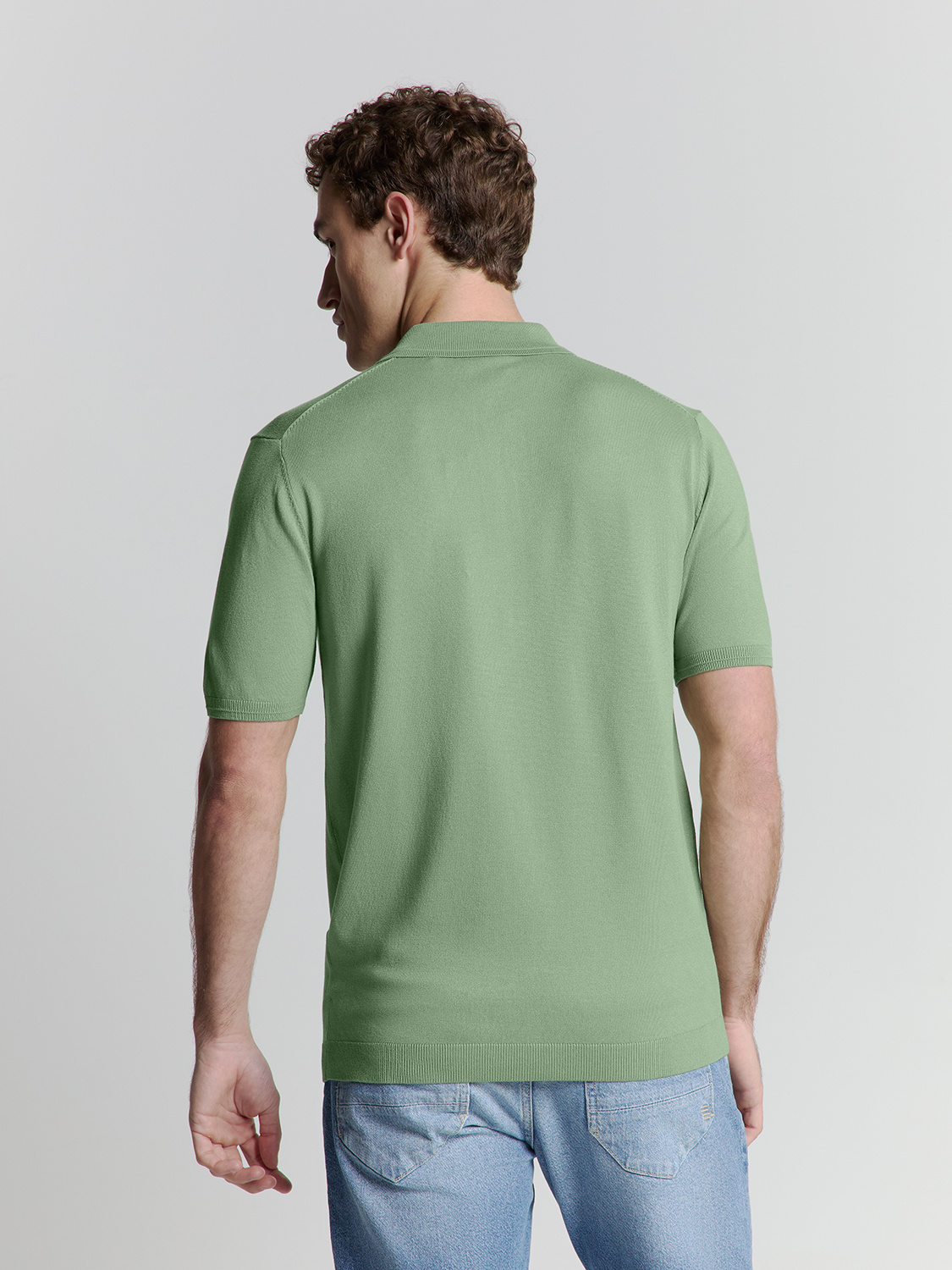 No Excess Pullover Short Sleeve Polo Zip Solid Green  M No Excess