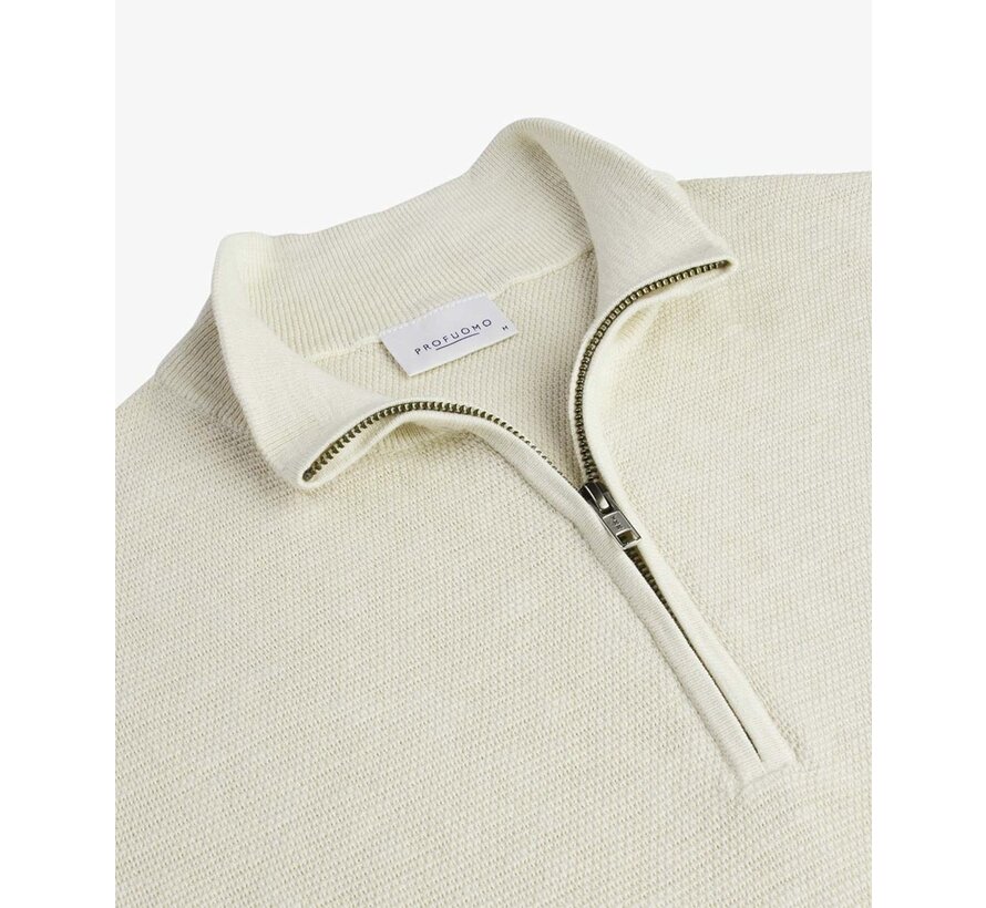 Half Zip Trui Off White (PPVJ30007A)