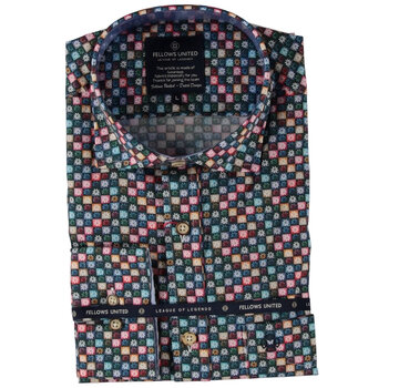 Fellows United Korte Mouw Overhemd Mini Flower Stretch Multicolor (41.6619 - 162)