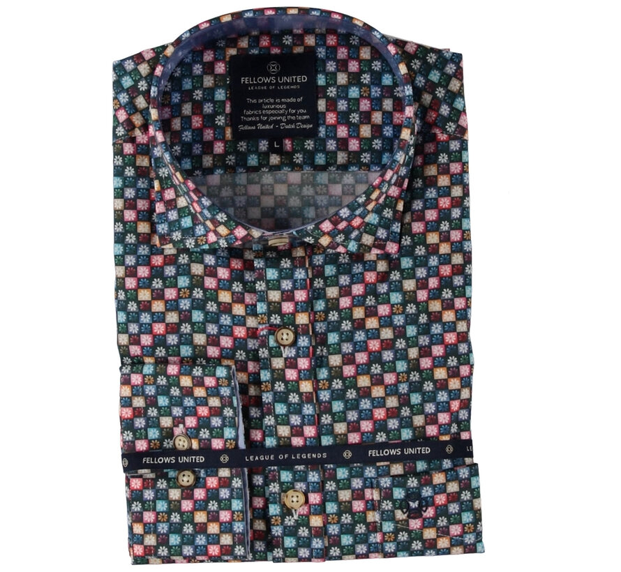 Korte Mouw Overhemd Mini Flower Stretch Multicolor (41.6619 - 162)