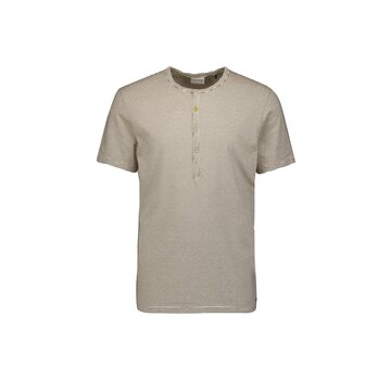 No Excess T-Shirt Granddad Stripes Garment Dyed Cement (24340406 - 122)