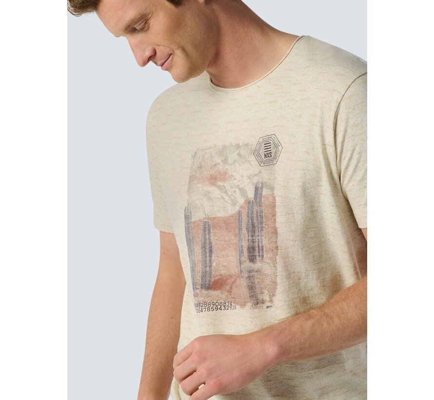 T-Shirt Crewneck Slub Stripes With Linen Cement (24350432 - 122)
