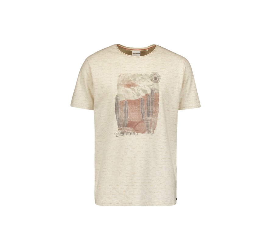T-Shirt Crewneck Slub Stripes With Linen Cement (24350432 - 122)